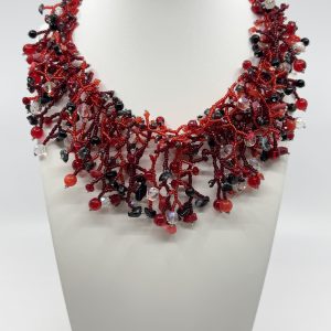 Collier “La Passion” – Grenat, Obsidienne & Swarovski®