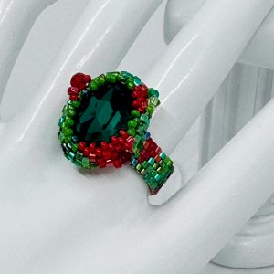Bague Couleur d’Été – Cabochon Swarovski & Perles Miyuki