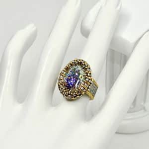 Bague “Éclat Cristallin” – Cabochon Swarovski® White Patina