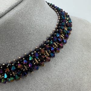 Collier Éclipse Noire — Cristaux Swarovski® & Perles Miyuki