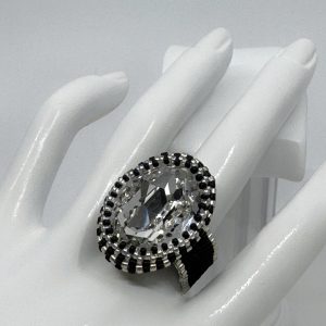 Magie Noire – Bague Swarovski & Perles Miyuki