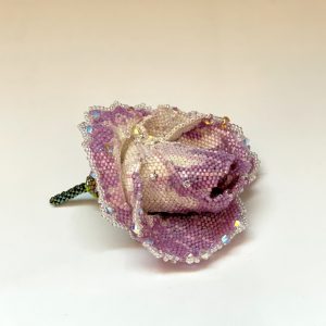 Broche Rose – broche rose perles Miyuki et cristaux Swarovski®
