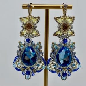 Boucles d’oreilles “Lumière des Tsars” en cristaux autrichiens et perles Miyuki 24Kt Gold Plated.